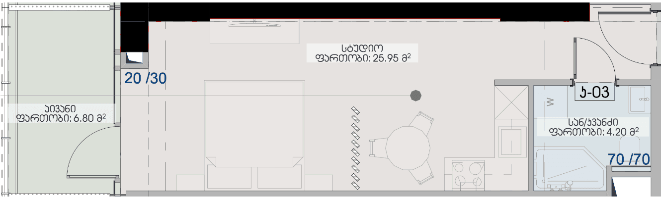 Студия, 37 м²
