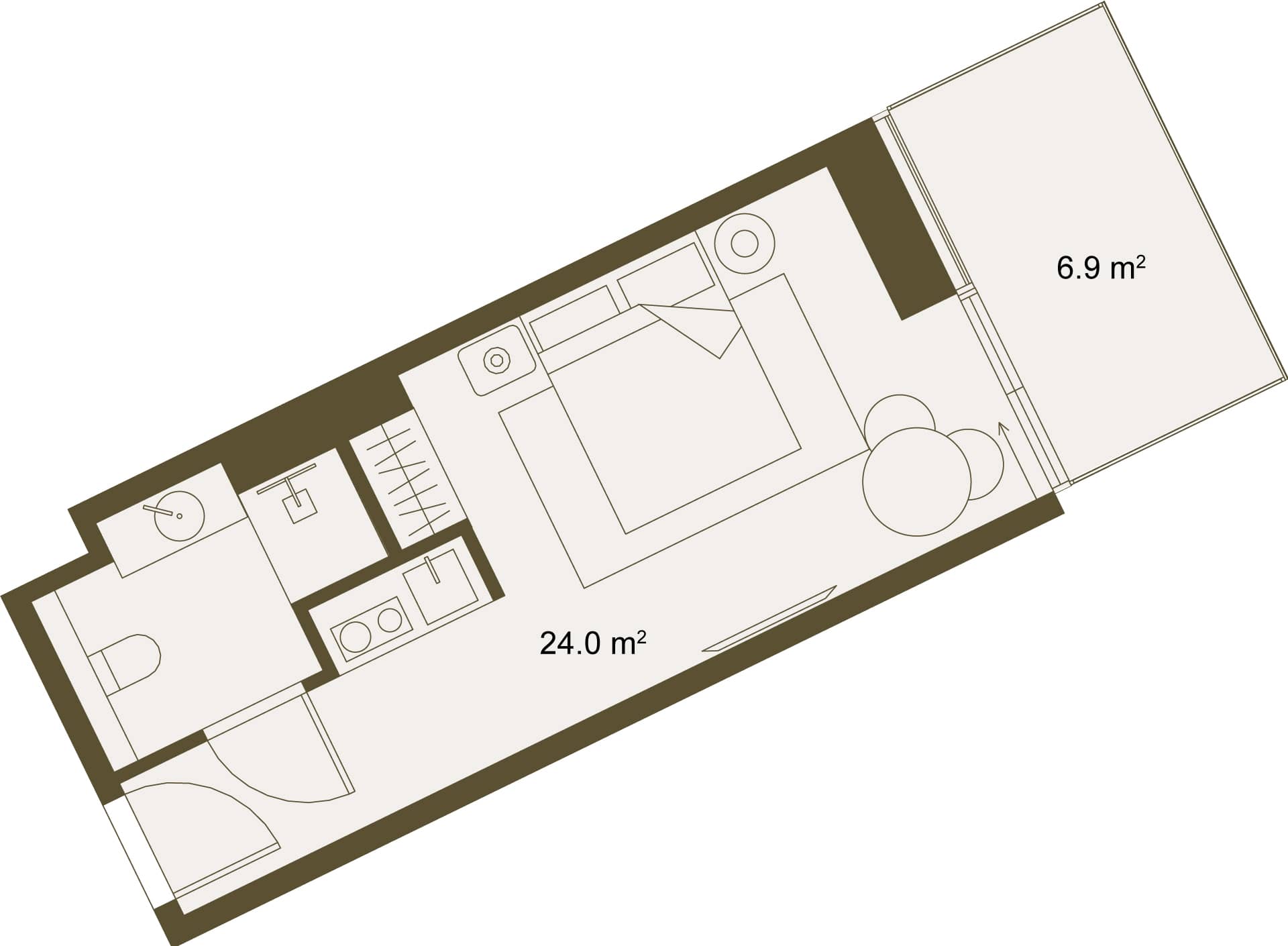 单间, 30.2 m²