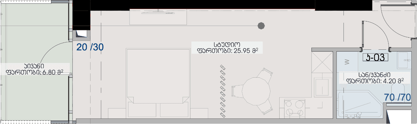 Студия, 37 м²