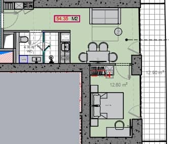 1-комн., 54.4 м²