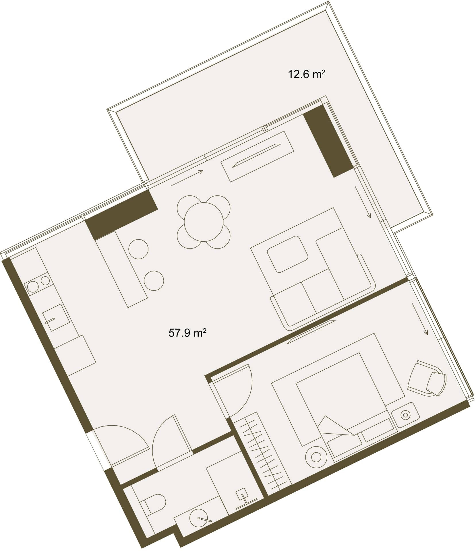 1-комн., 70.5 м²