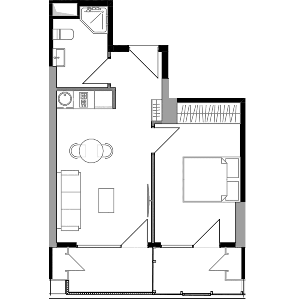 1-room, 46.7 m²