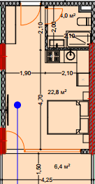 Студия, 34.3 м²