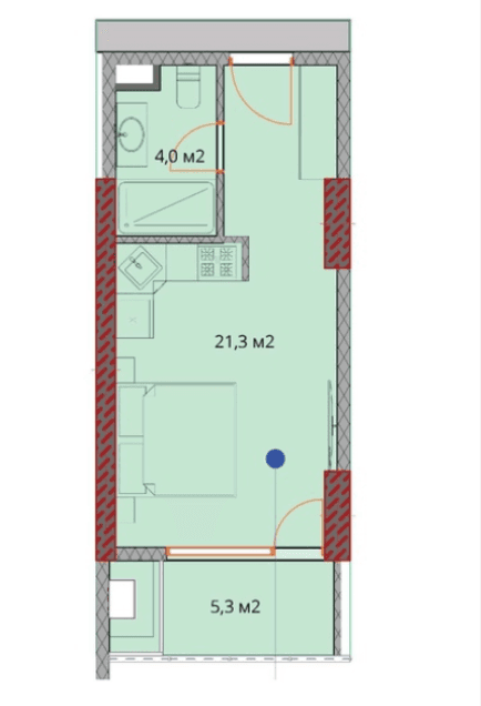 Студия, 31.2 м²
