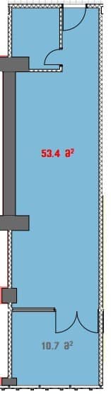 Студия, 53.4 м²