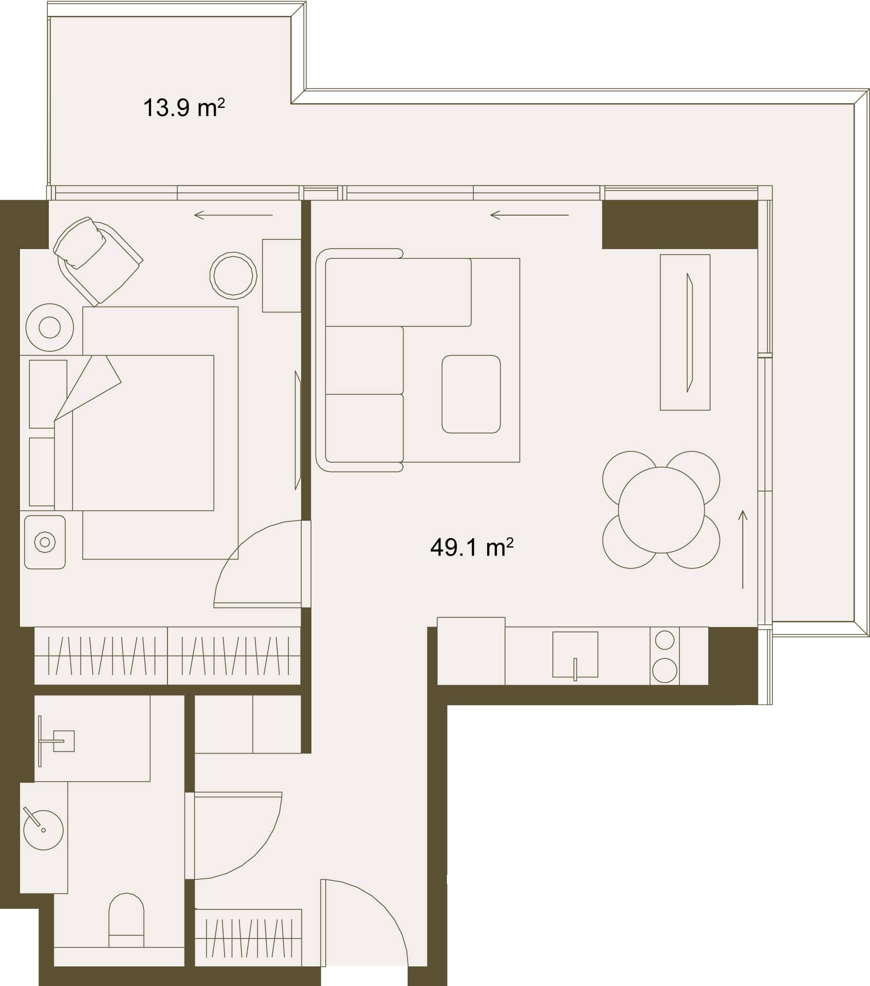 1-комн., 62.9 м²
