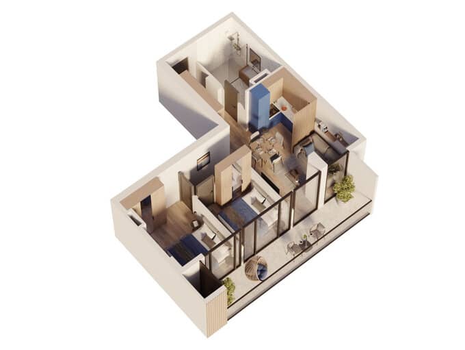 3-комн., 57.3 м²