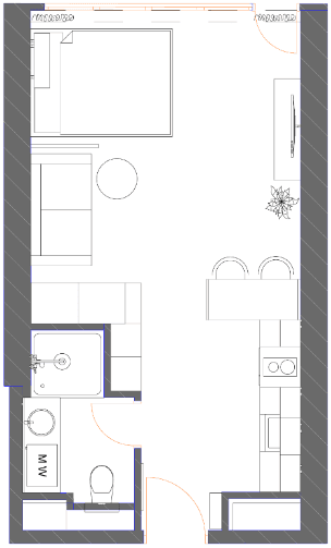 单间, 42.1 m²