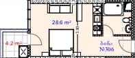 Студия, 32.8 м²