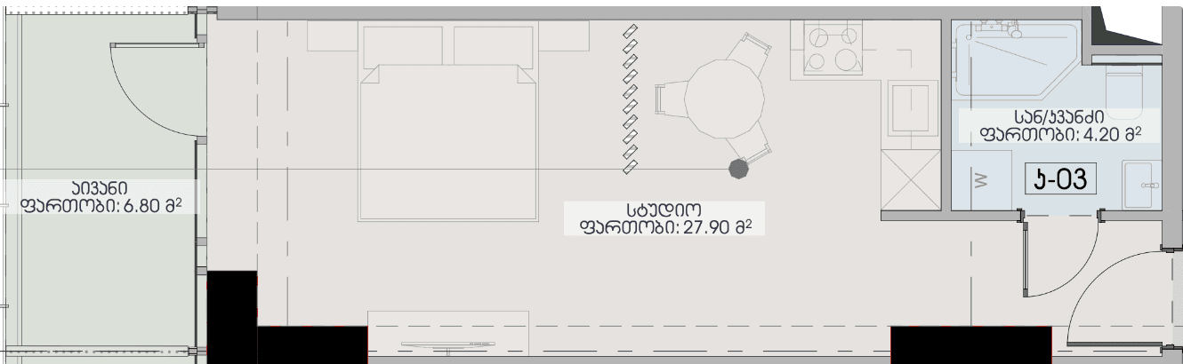 סטודיו, 38.9 מ״ר