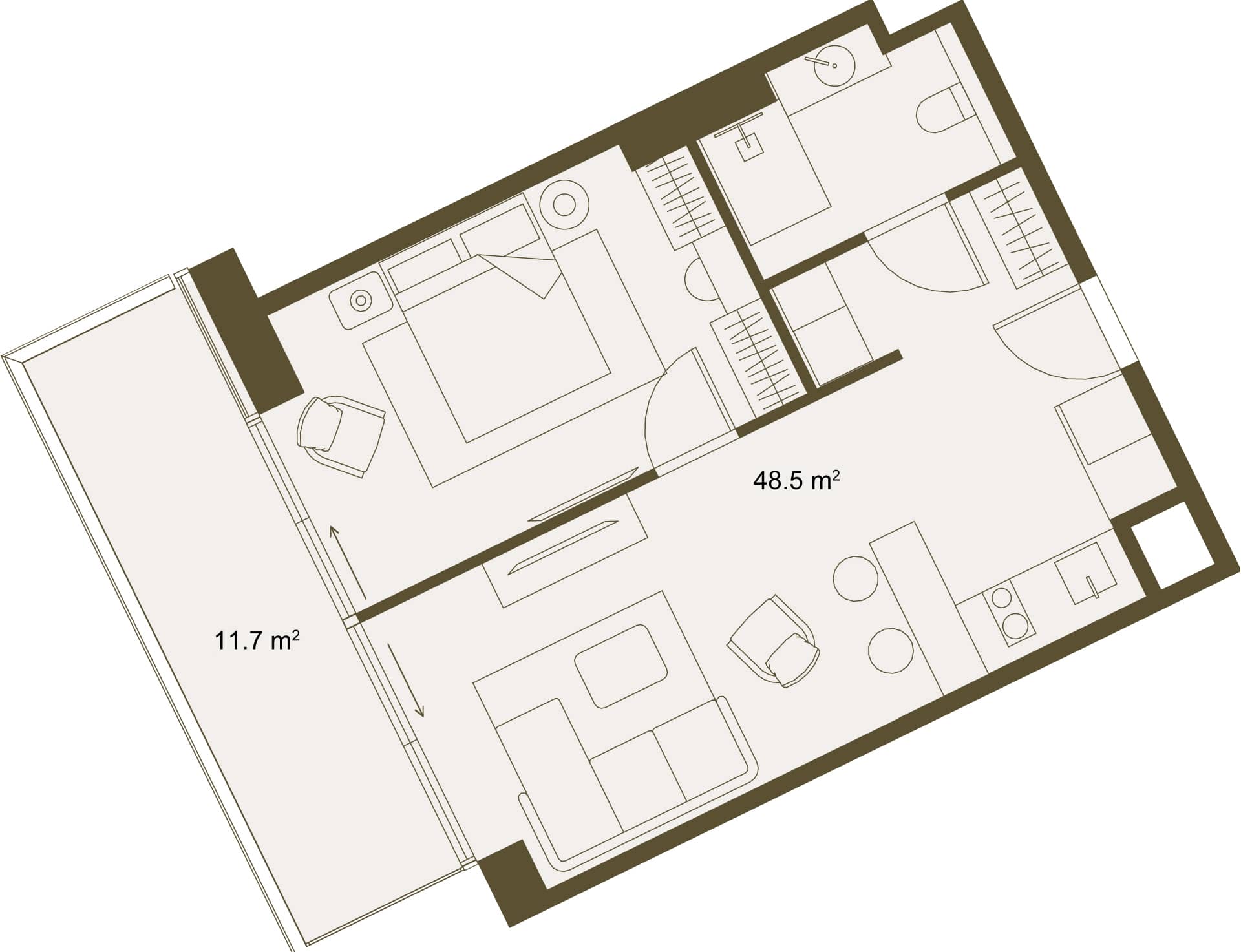 1-комн., 59.8 м²