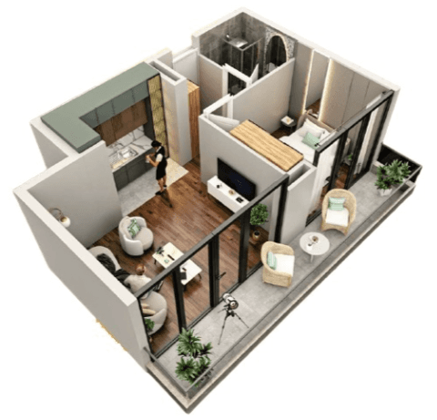 一居室, 50.5 m²