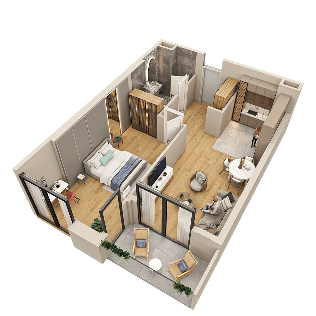 两居室, 52.8 m²