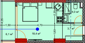 Студия, 32.7 м²