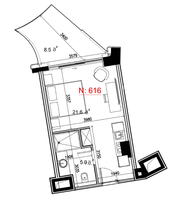 סטודיו, 36 מ״ר
