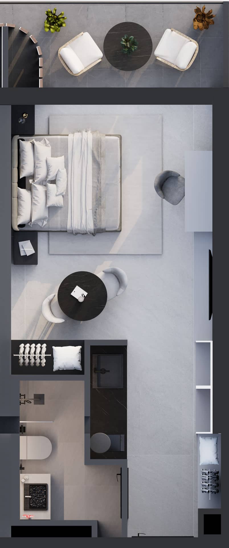 1-room, 34.3 m²