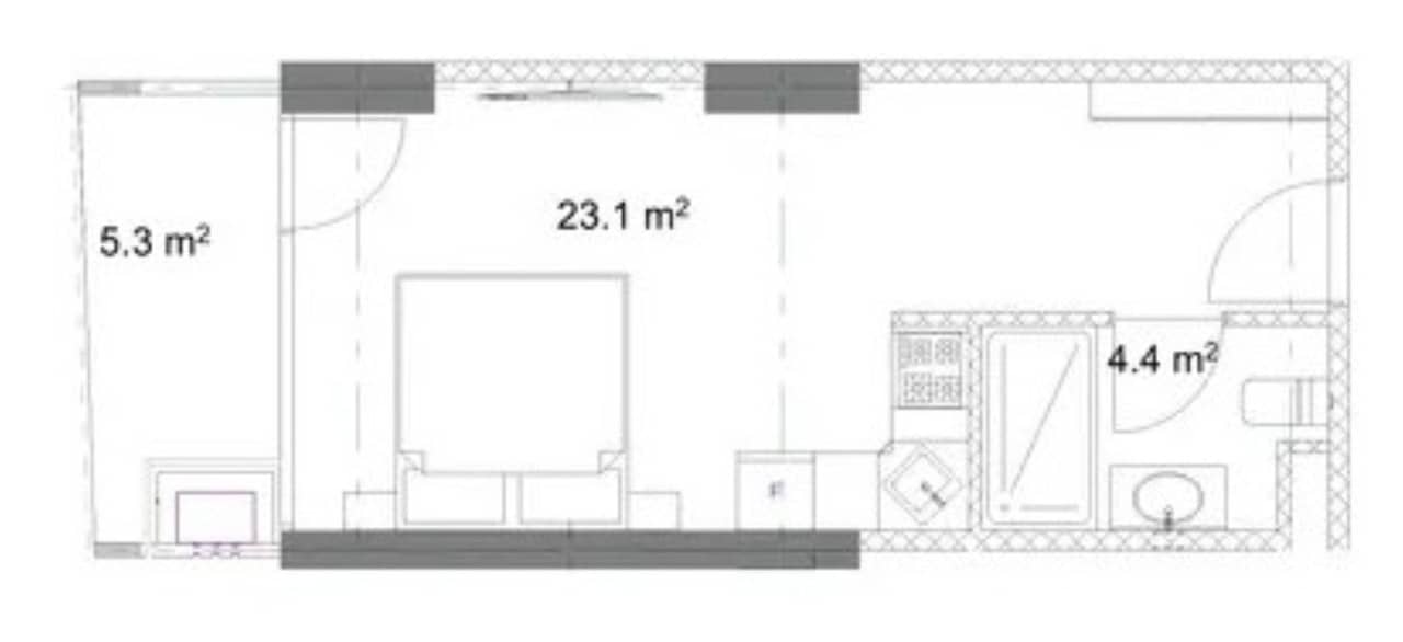 Студия, 32.7 м²
