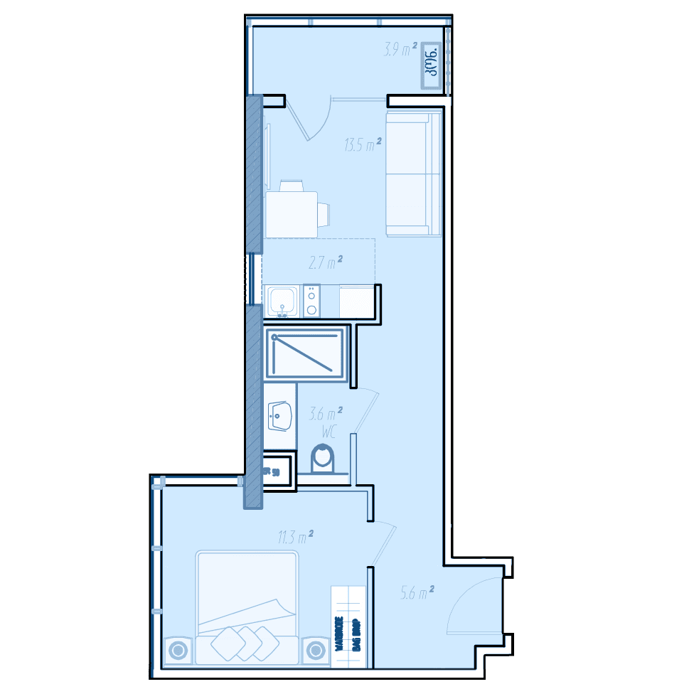 1-комн., 42.4 м²