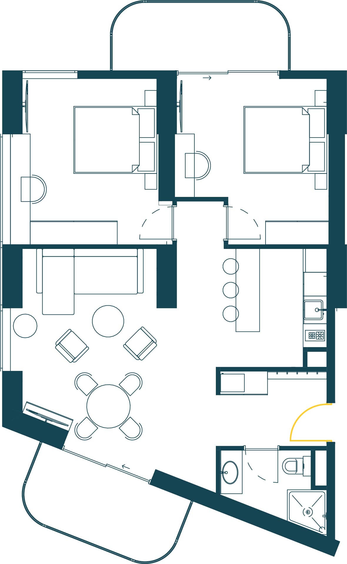 两居室, 93.6 m²