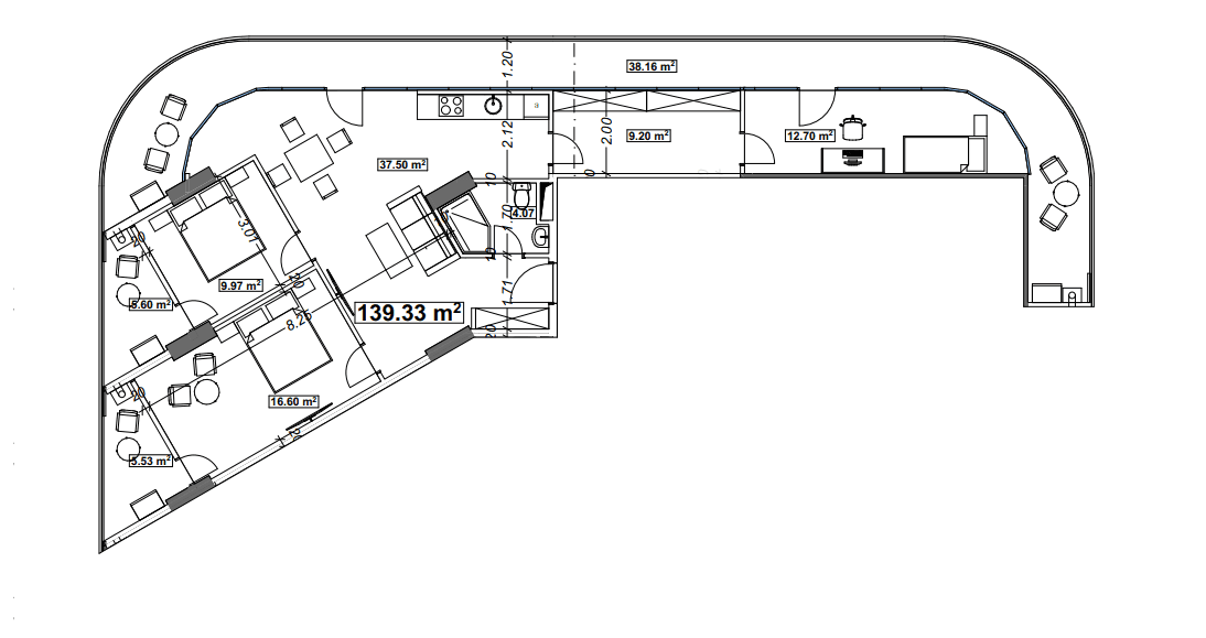 三居室, 139.3 m²
