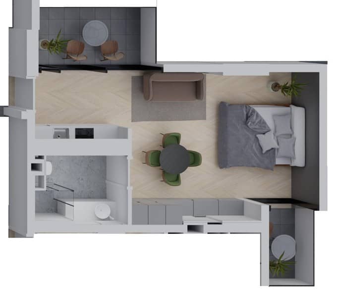 单间, 36 m²