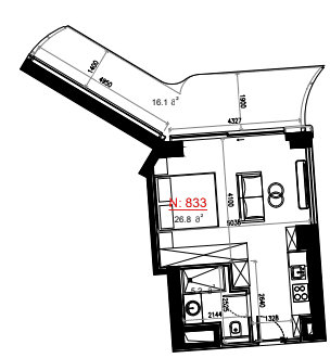 Студия, 48.1 м²