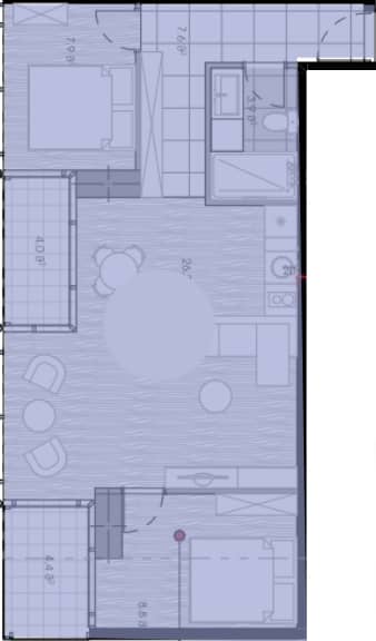 两居室, 66 m²