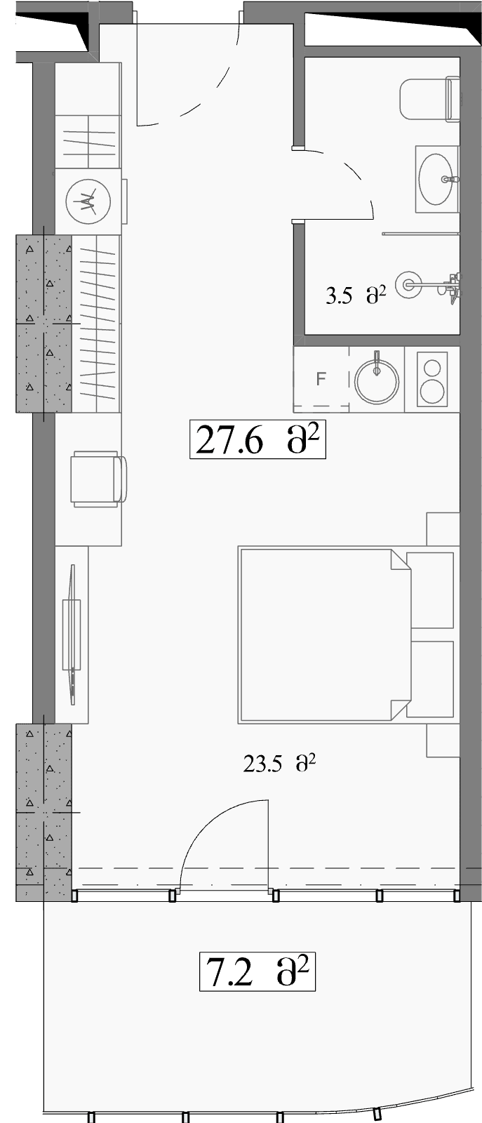 Студия, 34.8 м²