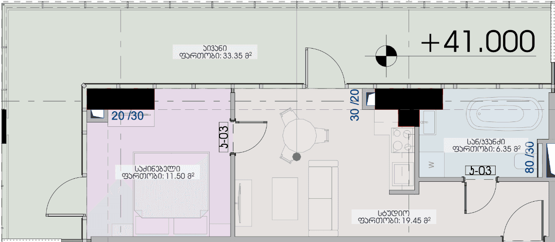 1-room, 70.7 m²