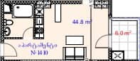 1-комн., 57.1 м²