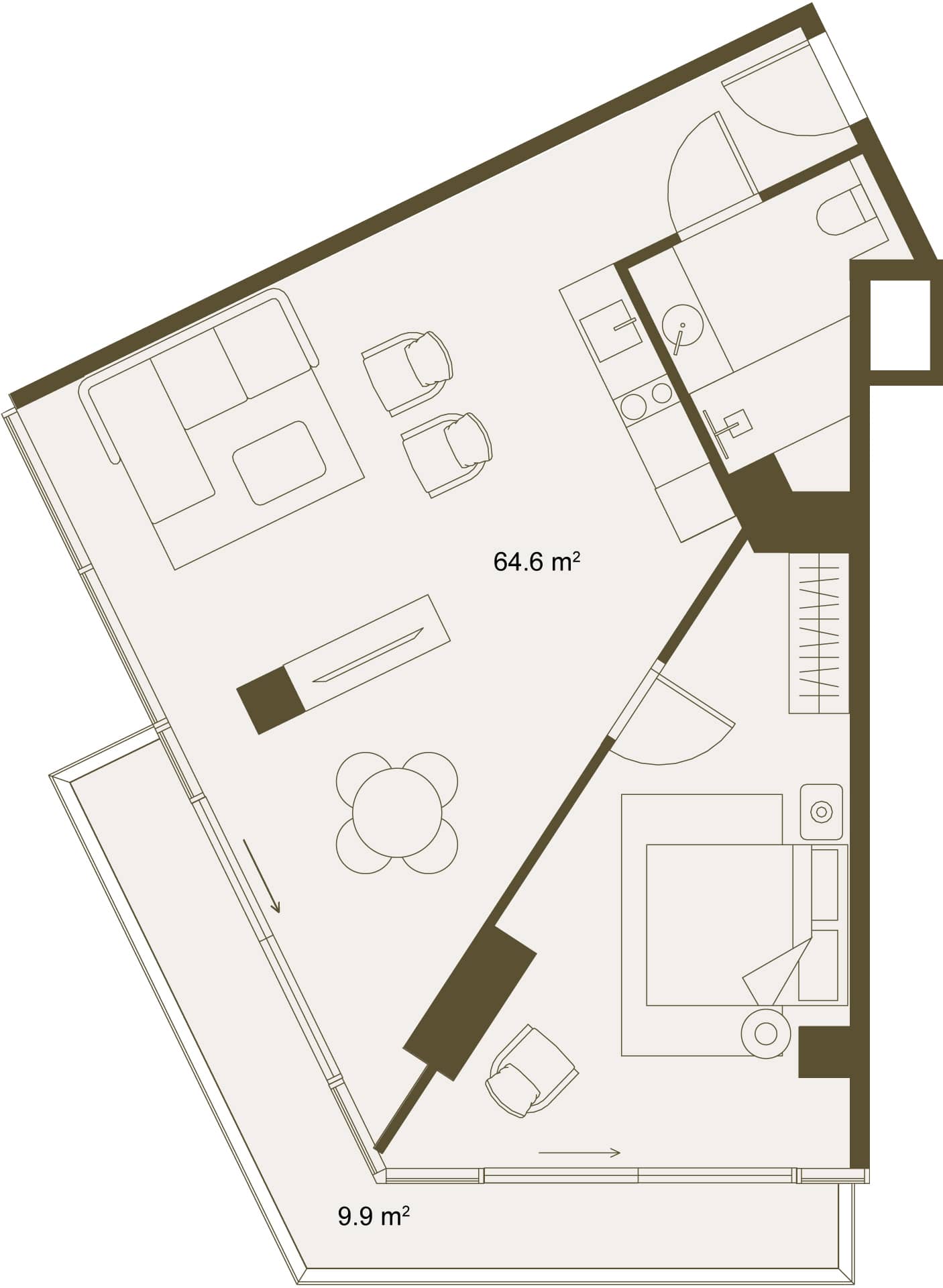 1-комн., 74.5 м²