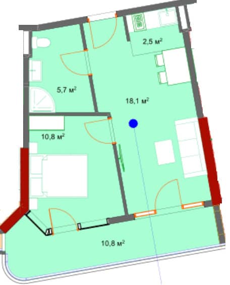 两居室, 47.8 m²