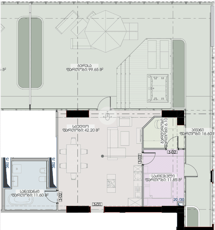 1-комн., 188 м²