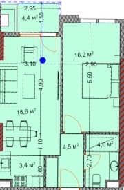 1-room, 51.5 m²