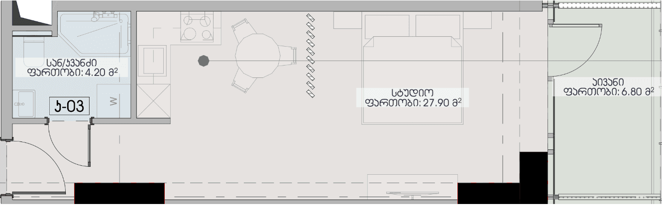Studio, 38.9 m²