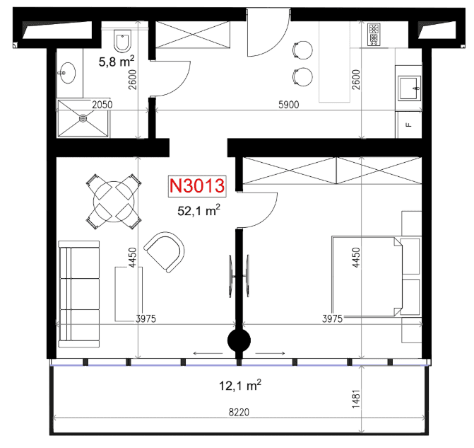 一居室, 70 m²