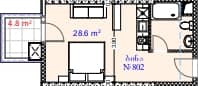 Studio, 33.4 m²
