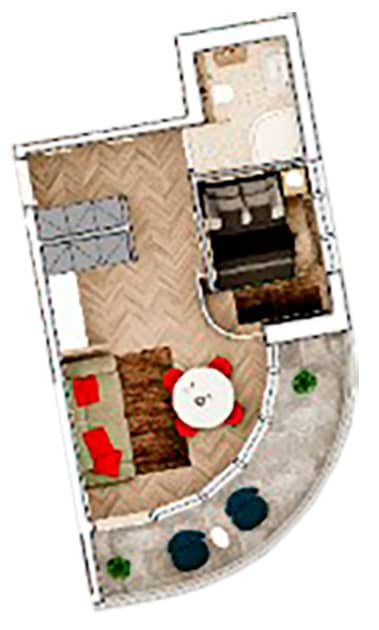 两居室, 47 m²