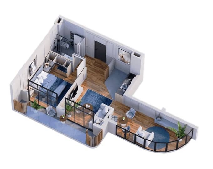 1-комн., 55.5 м²