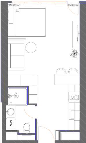 Студия, 34.9 м²