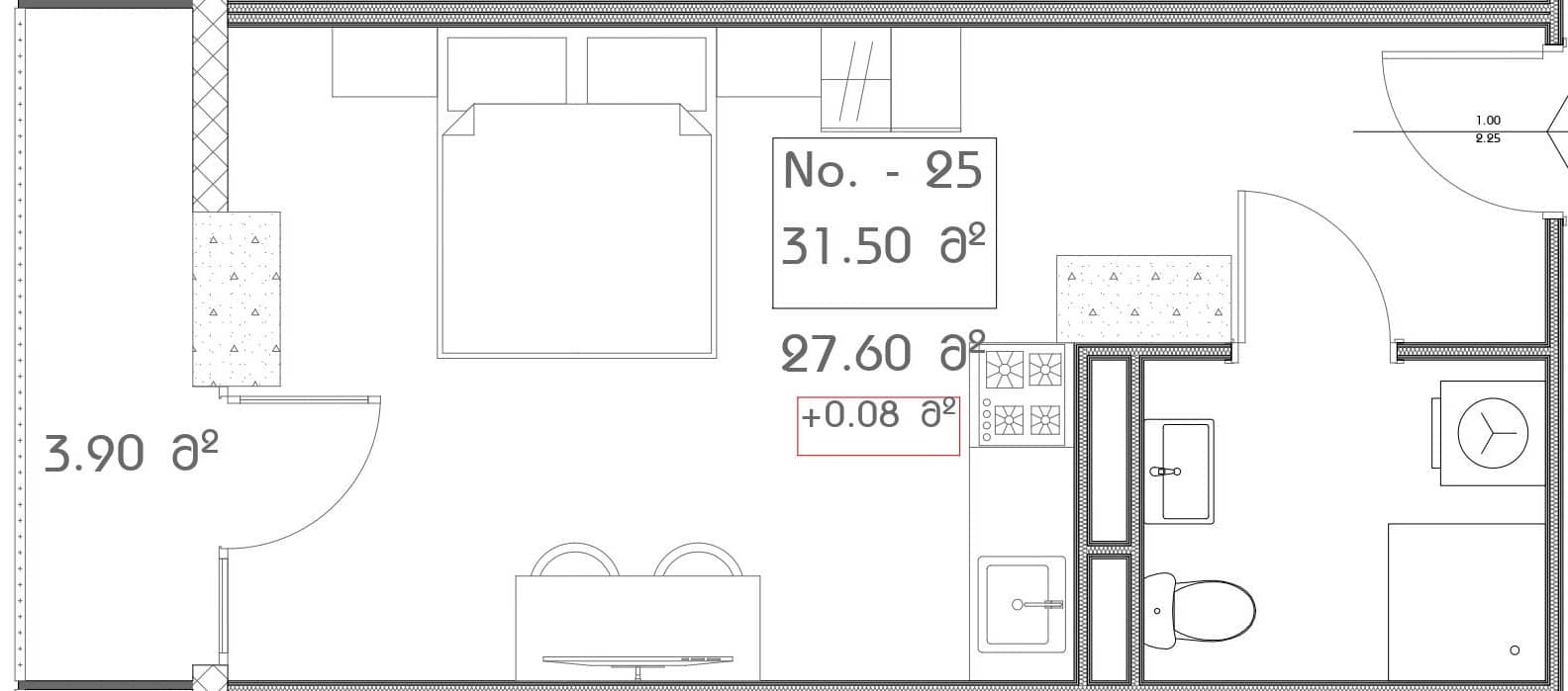 Studio, 31.5 m²