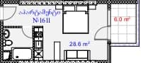 Студия, 34.6 м²
