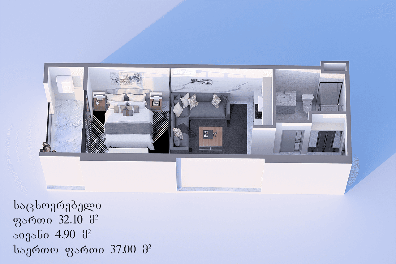 单间, 37 m²