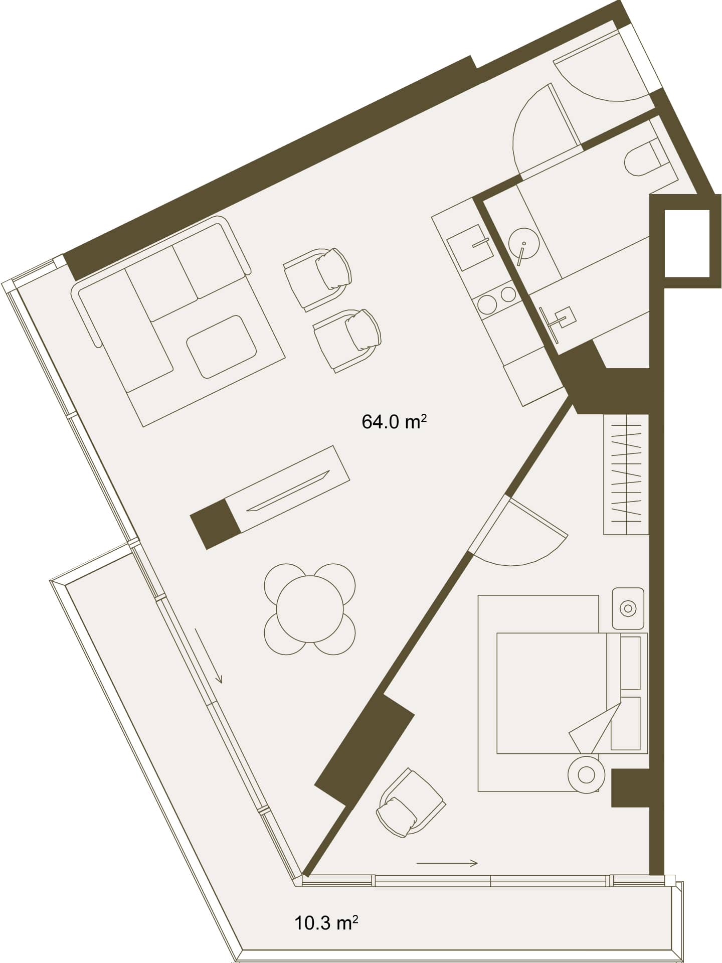 1-комн., 74.5 м²