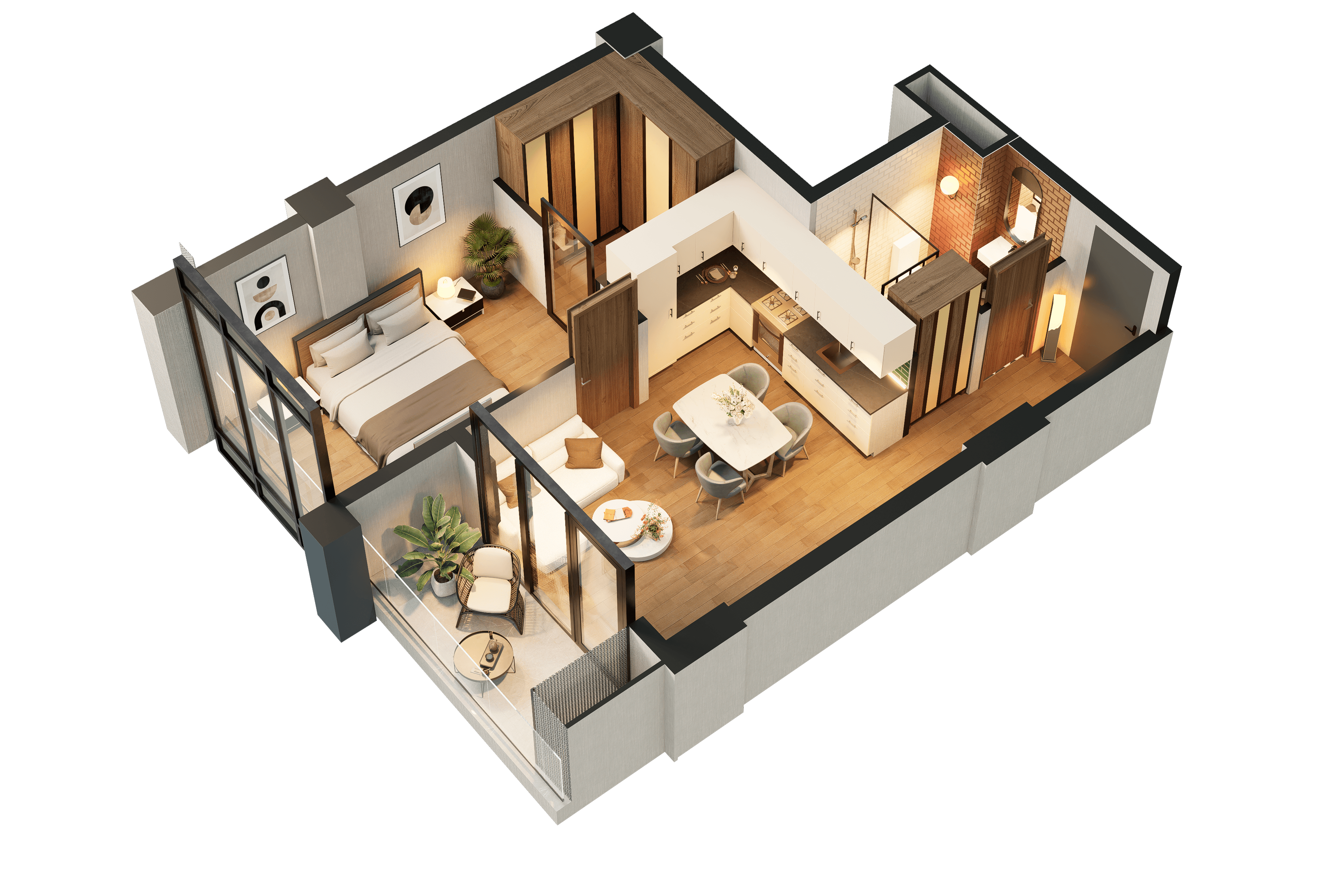 1-room, 54.8 m²