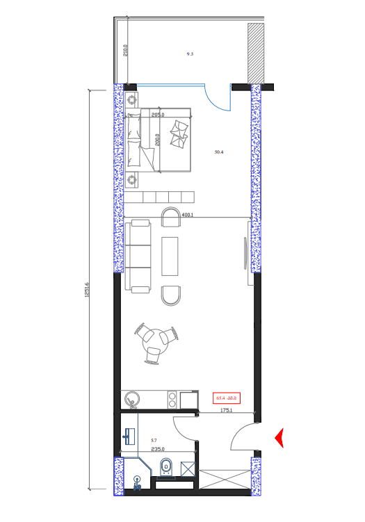 Студия, 65.4 м²
