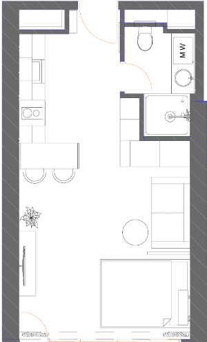 Studio, 34.9 m²