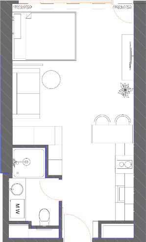 Студия, 34.9 м²