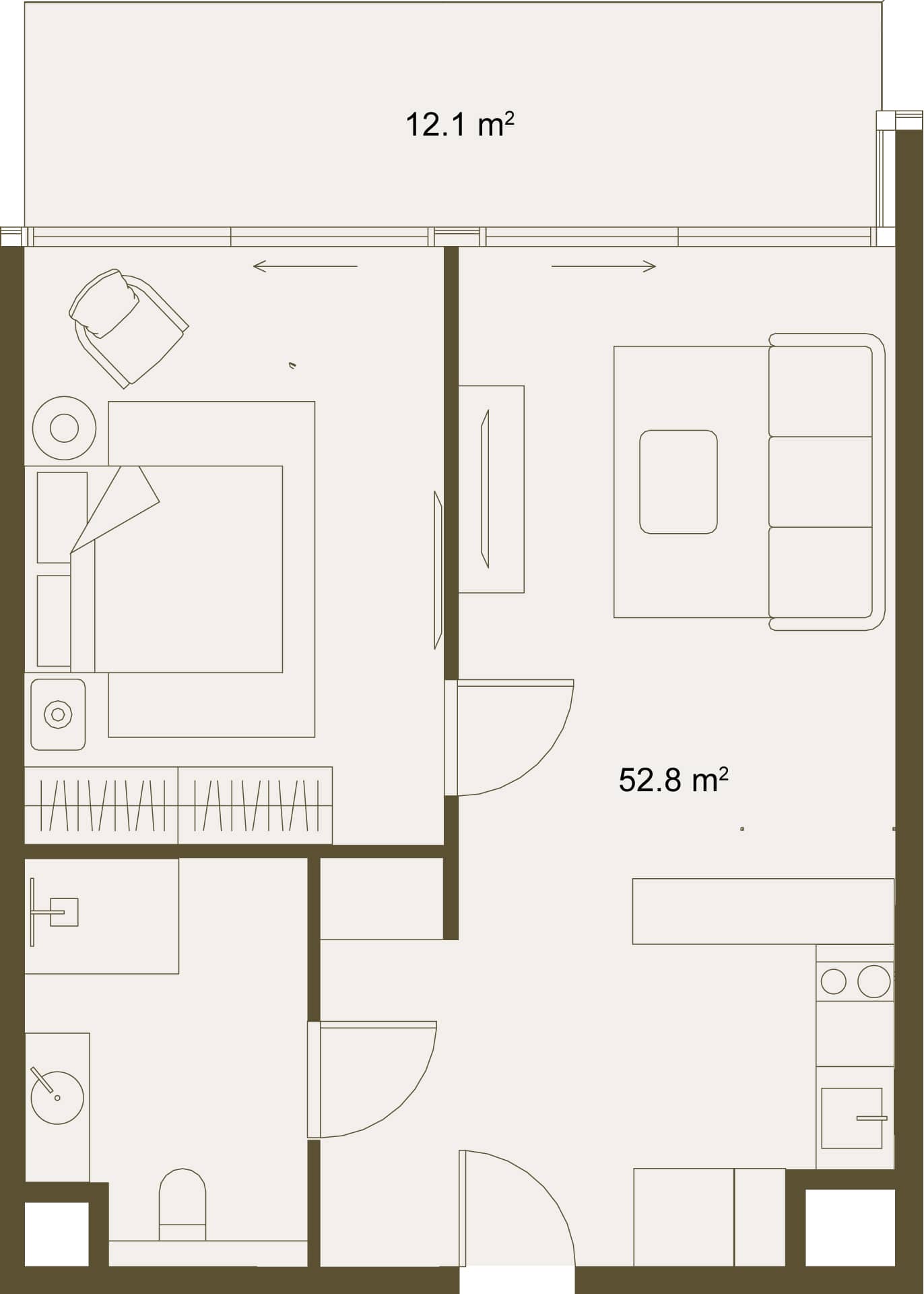 1-комн., 64.6 м²