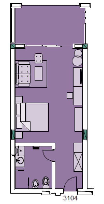 Студия, 51.1 м²